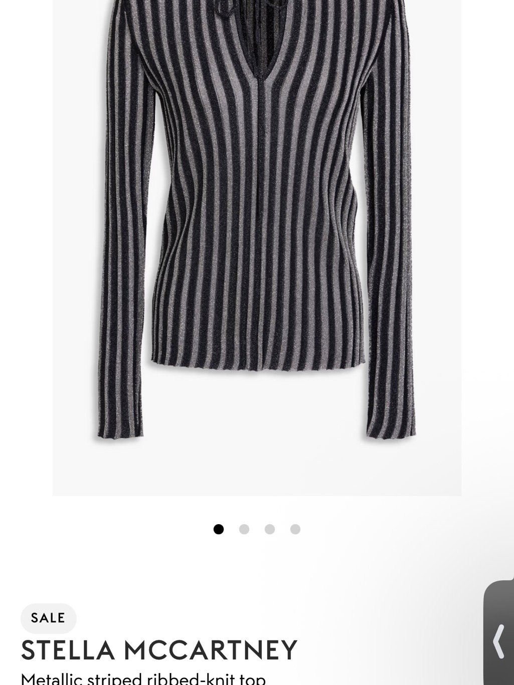 Stella Mccartney Black & Gray Striped V-Neck Ribbed Sweater